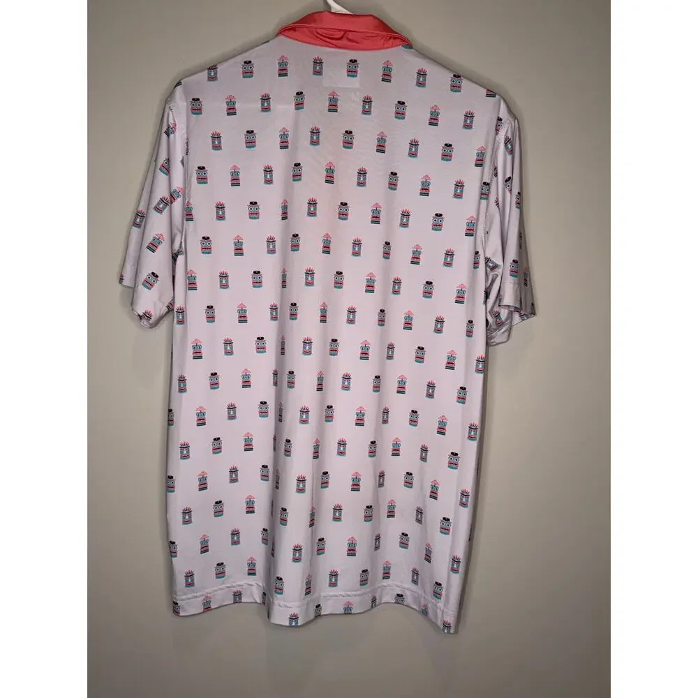 Waggle Tiki Head Golf Polo Lavender Pink Medium - Picture 6 of 8